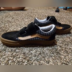 Black Velcro Vans w/ Tan Checks US 13